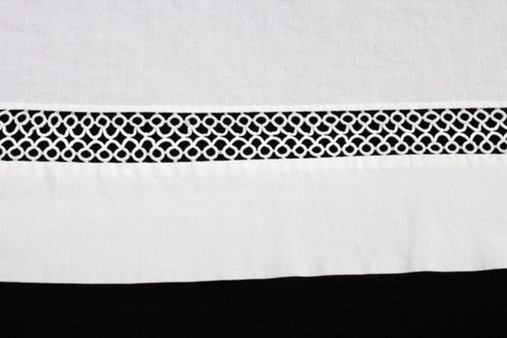 Vintage Cannon Hand Tatted Crisp White Cotton Flat Sheet Full Size 78 x 84 Doubl